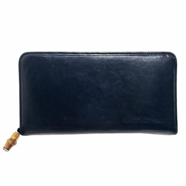 グッチ 長財布 バンブー ラウンドファスナー長財布 レザー 革 ブラック 黒 035 0416 GUCCI 財布 ロングウォレット ウォレット サイフ き