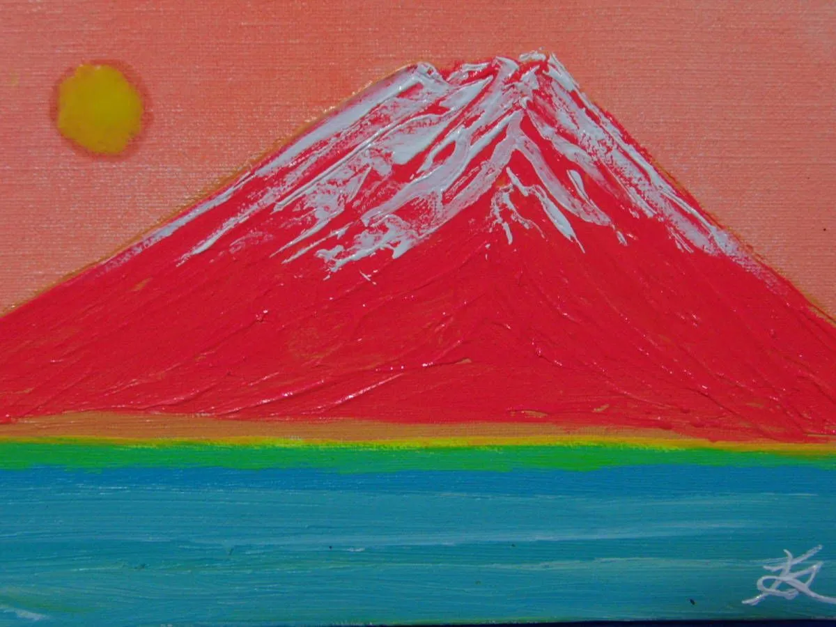 ≪国美協≫TOMOYUKI・友之、『雪の富士山月』、油彩画、SM号：22,7cm