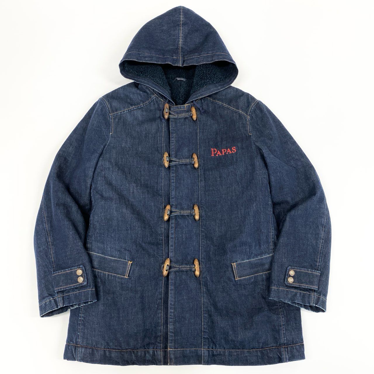 【美品】パパス　PAPAS デニムダッフルコート Ｌサイズ 美品】パパス PAPAS デニムダッフルコート Lサイズ 2025年最新