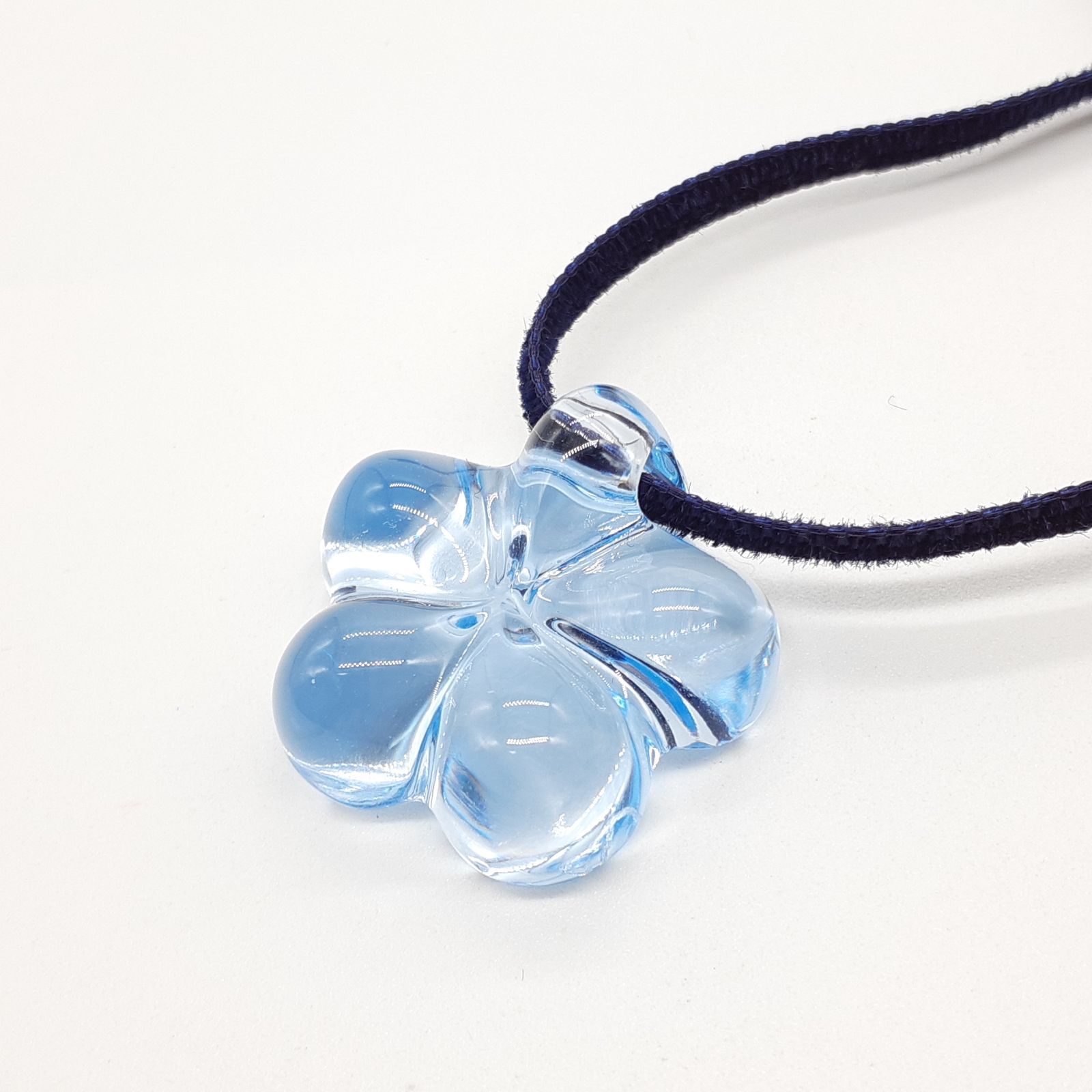Baccarat バカラ ネックレス チョーカー ガラス ブルー 花