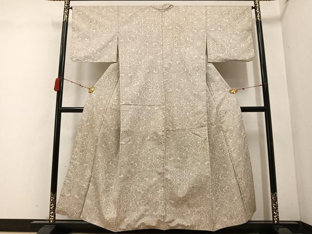 平和屋着物 本場大島紬 白大島 一元7マルキ 花唐草文 正絹 AABC6812ph