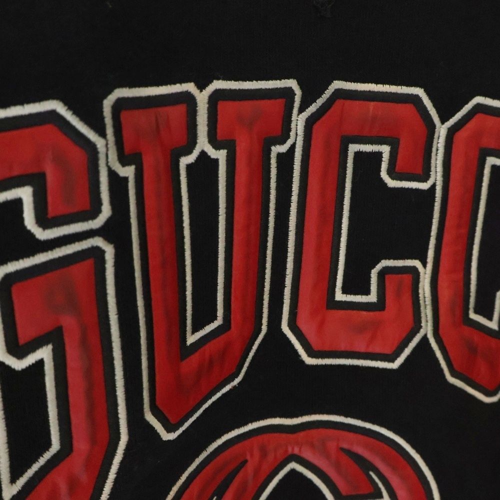 GUCCI グッチ ドローコード ロゴワッペン クルーネックスウェットシャツ トレーナー 760366 XJF0W ブラック レディース GUCCI (グッチ) ドローコード ロゴワッペン クルーネック
