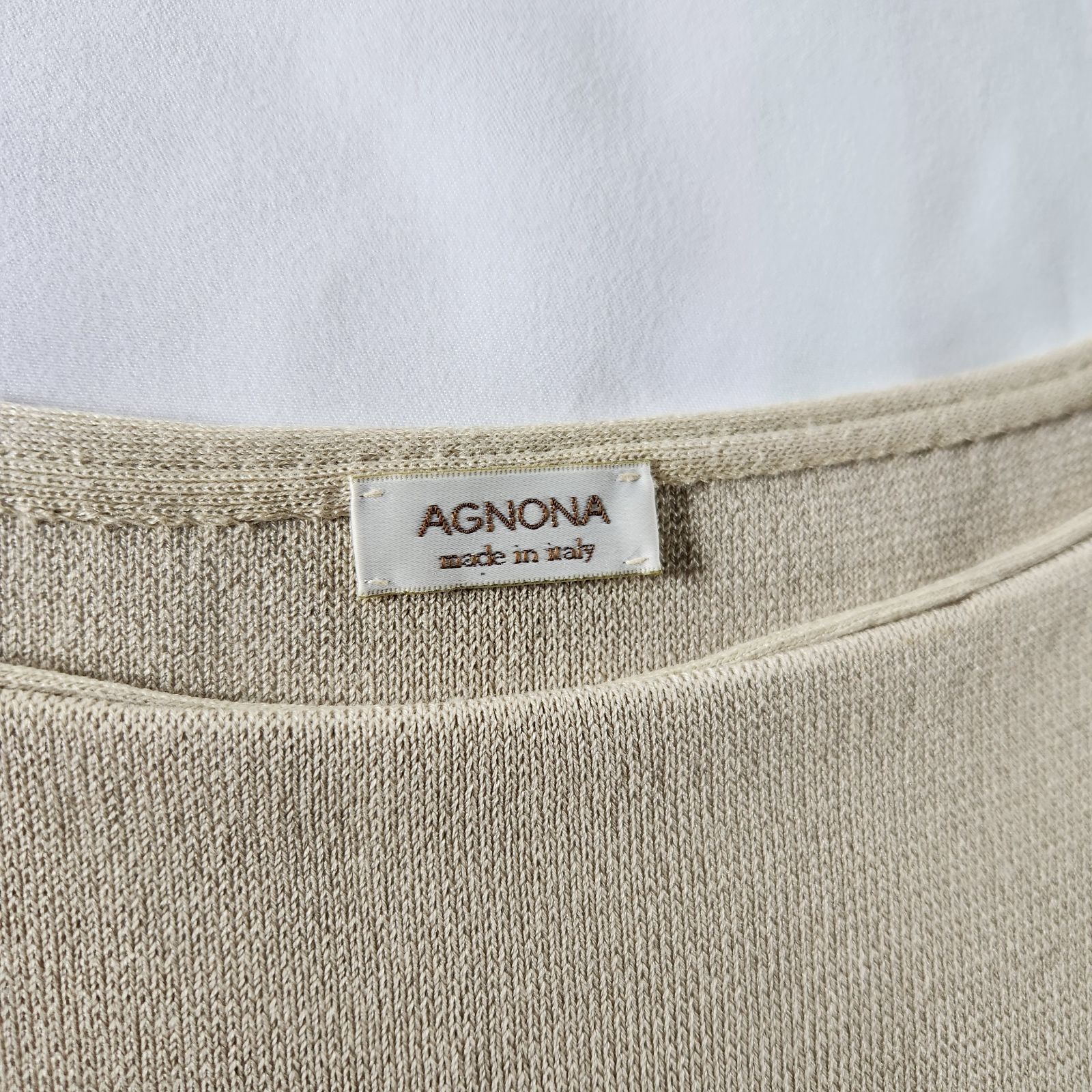 AGNONA アニオナ　ベージュ ノースリーブ チュニック　ワンピース アニオナ AGNONA made in itary コットンニットワンピース