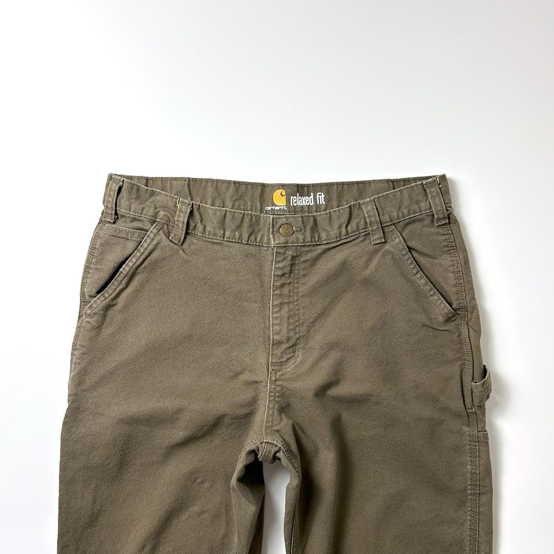 カーハート　ペインターパンツ　モスグリーン　ダック地　古着　W36 L34 carhartt ダック地 ペインターパンツ カーハート モスグリーン
