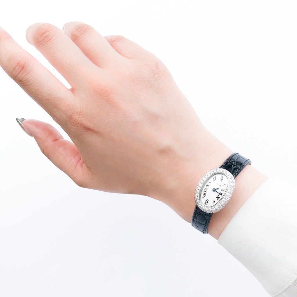 OH済】カルティエ ミニベニュワール WG ダイヤ レディース 腕時計  