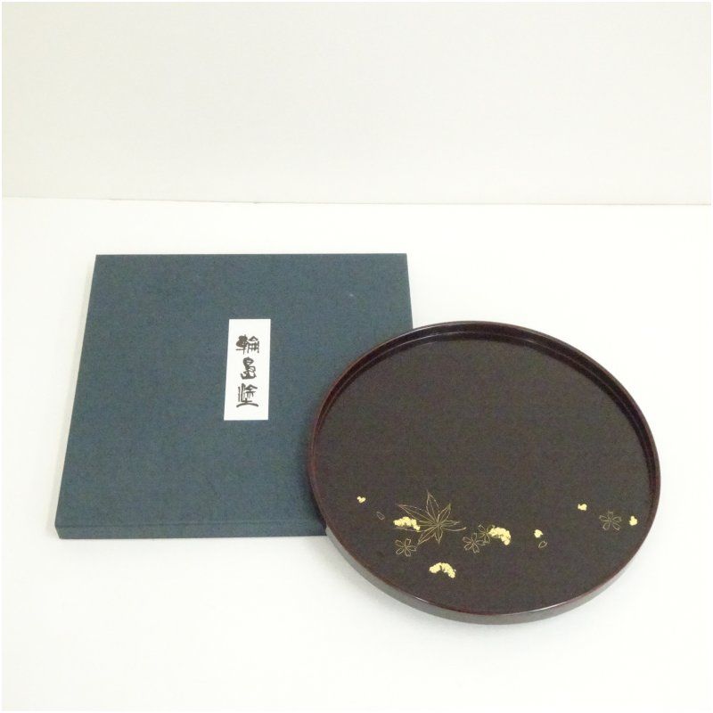 輪島塗 高台寺蒔絵丸盆（箱付） 和食器 おしゃれ 茶道具 茶器