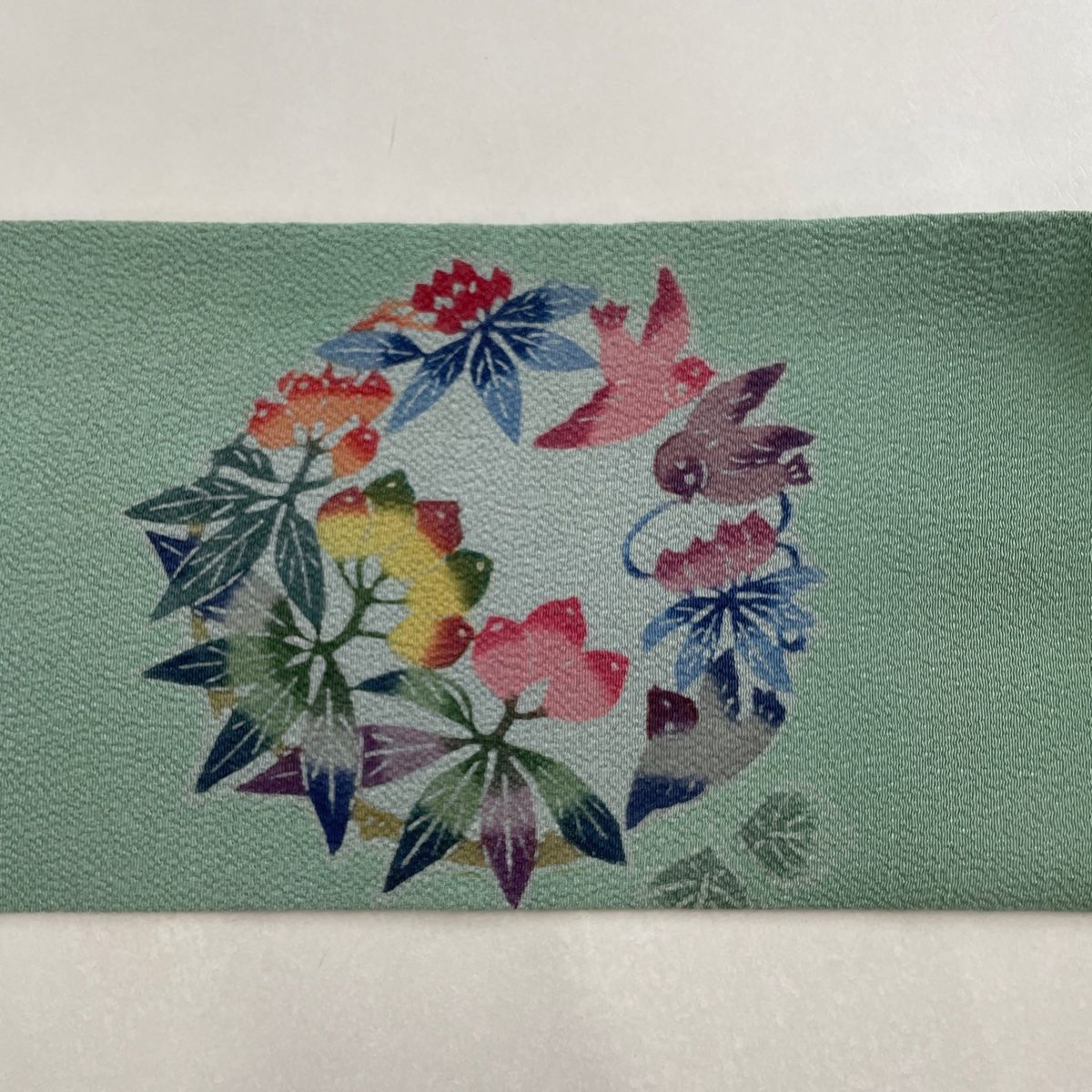 名古屋帯 美品 秀品 紬地 草花 鳥 刺繍 危な 焦茶色 正絹 【中古】