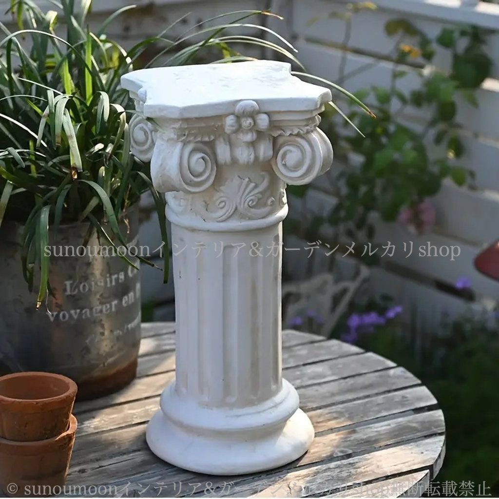 ガーデニング ガーデンオブジェ 雑貨 ガーデンインテリア お洒落 ガーデン雑貨 庭 彫刻 ホワイト おしゃれ ガーデン 円形 庭の装飾 エレガント ガーデン 白 インテリア ヴィンテージ調 ローマ柱 4-7