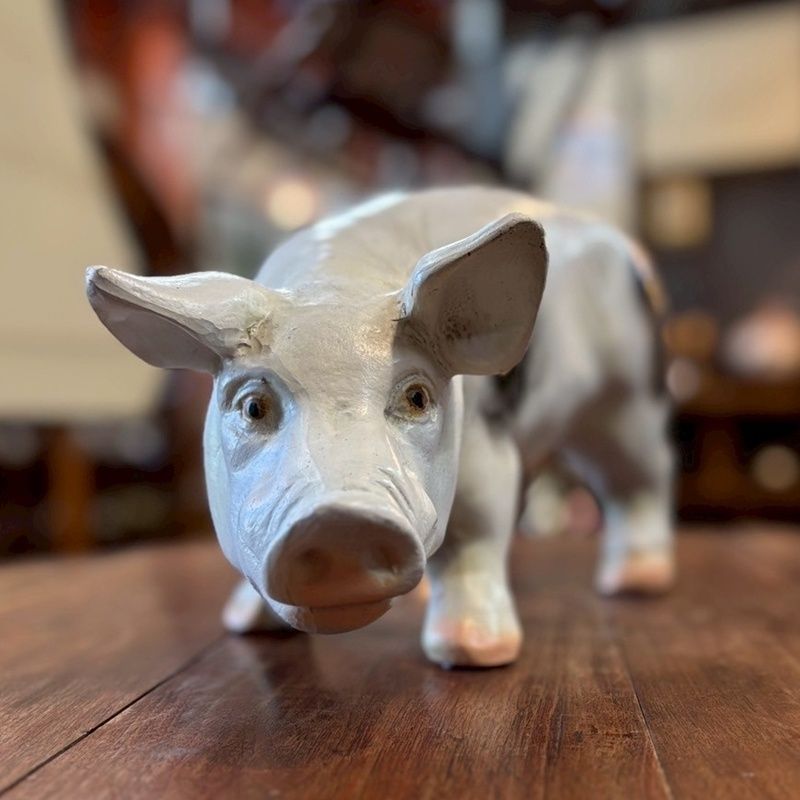 ロイズアンティークス ブタ オブジェ 約40cm PIG ピッグ 豚 白黒