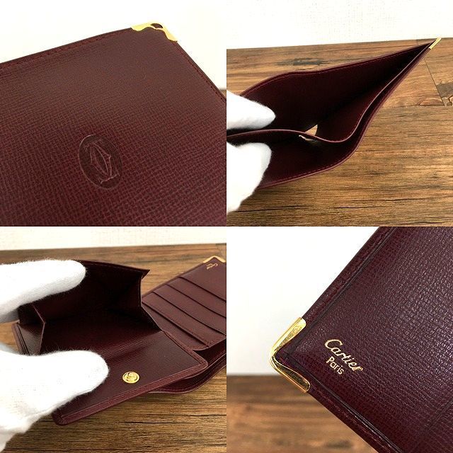 極美品 Cartier 二つ折り財布 L3000165 ボルドー 269