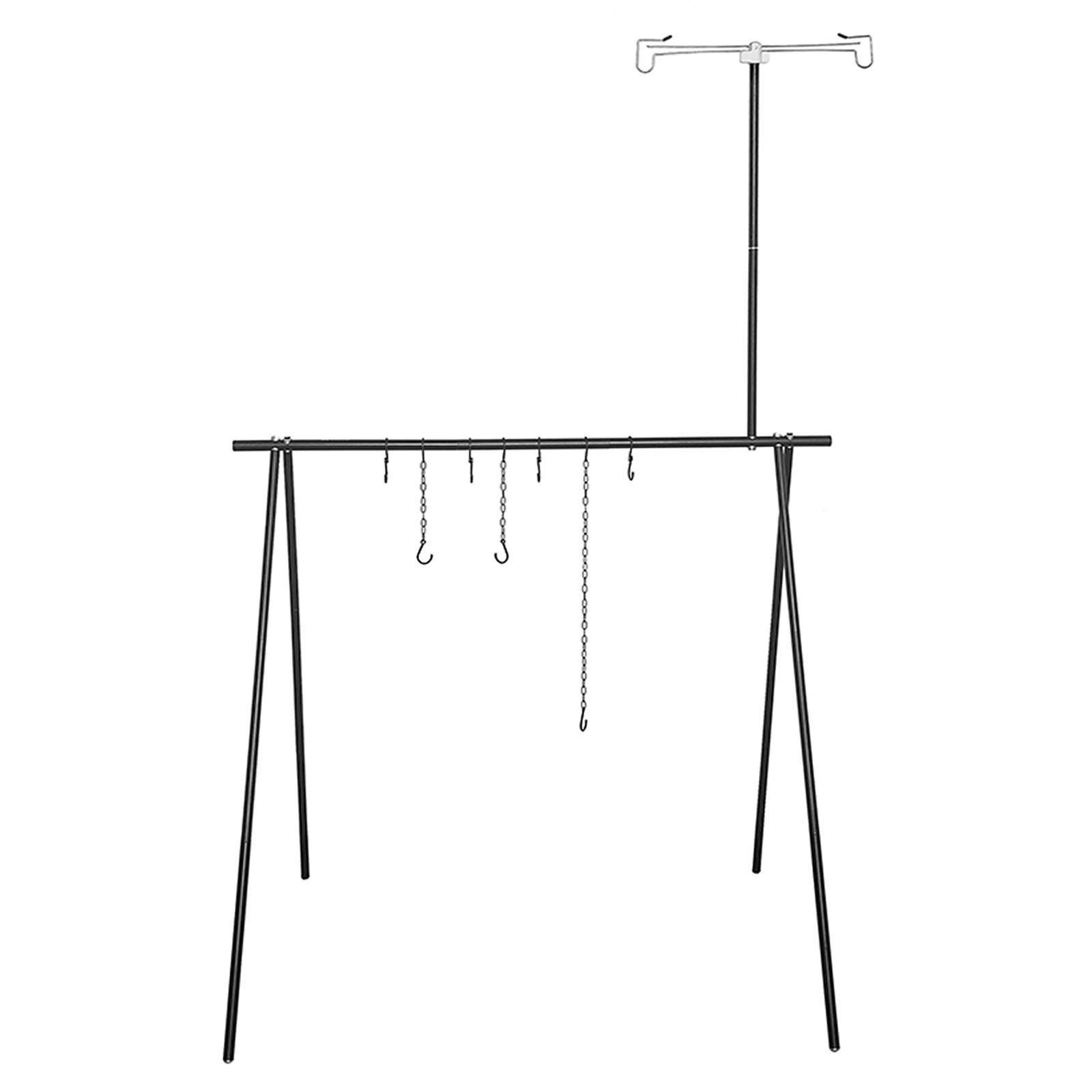 キャンプ用品(ブラック) アウトドア 収納袋付 3段階高さ調整 折りたたみ式 軽量 多機能 コンパクト 高強度アルミ製 キャンプポール 掛けフック7個付 物干し ランタンポール 2in1 ランタンハンガー キッチン道具整理用ハンガー Svnvioz ランタンス
