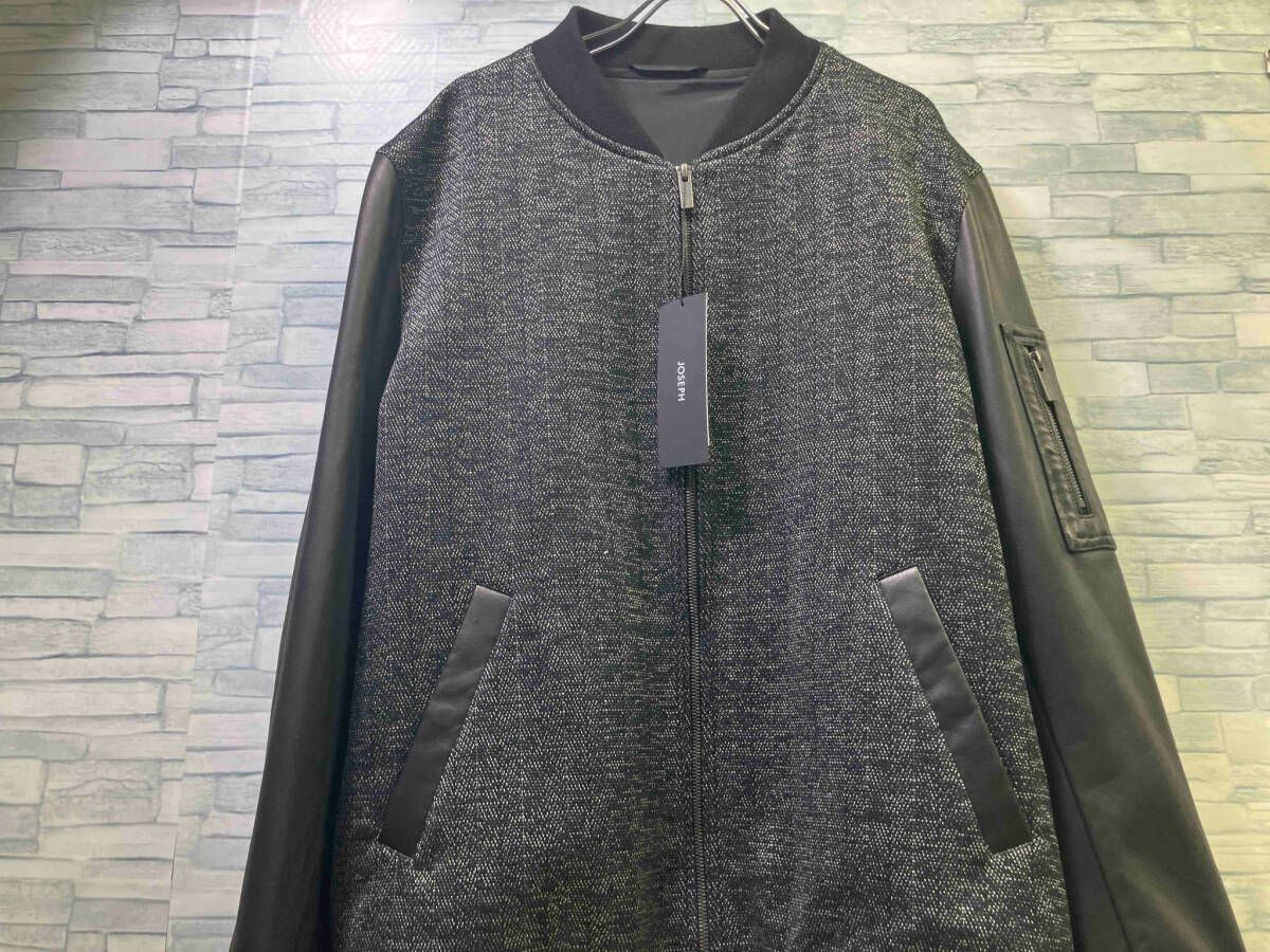 JOSEPH/ジョセフ/JRJHCS0002/レザーブロッキングブルゾン/コットンポリエステル/別布 羊革/シープレザー/ブラック系/サイズ：XL