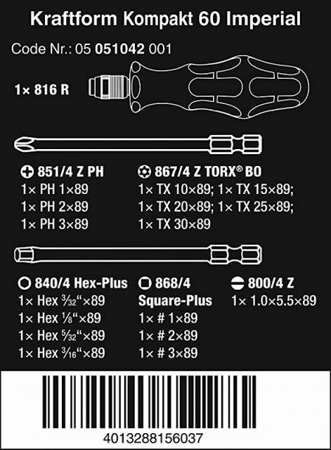 Wera 差替え式ドライバーセット KK60imperial 051042 USTAUSTRALIA_COM_AU