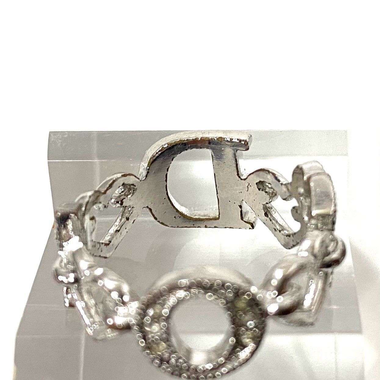 Dior】ロゴ ラインストーン リング シルバーカラー ハート #6 約11.5号