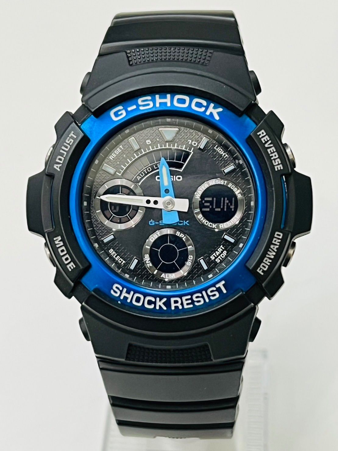 89%OFF!】 CASIO カシオ G-Ｓｈｏｃｋ AW-591 SS QZ ブルー 稼働中