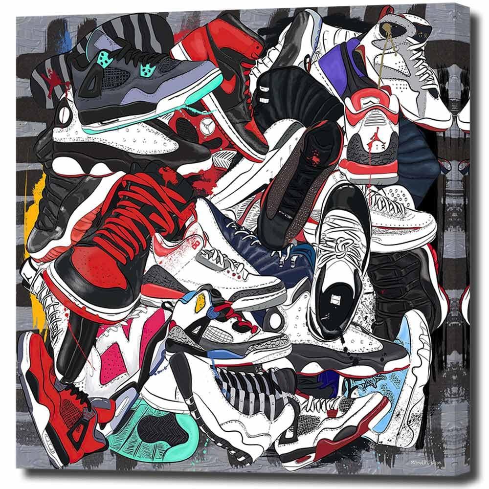 迅速発送】アートパネル スニーカー ストリート グラフティ W40cm