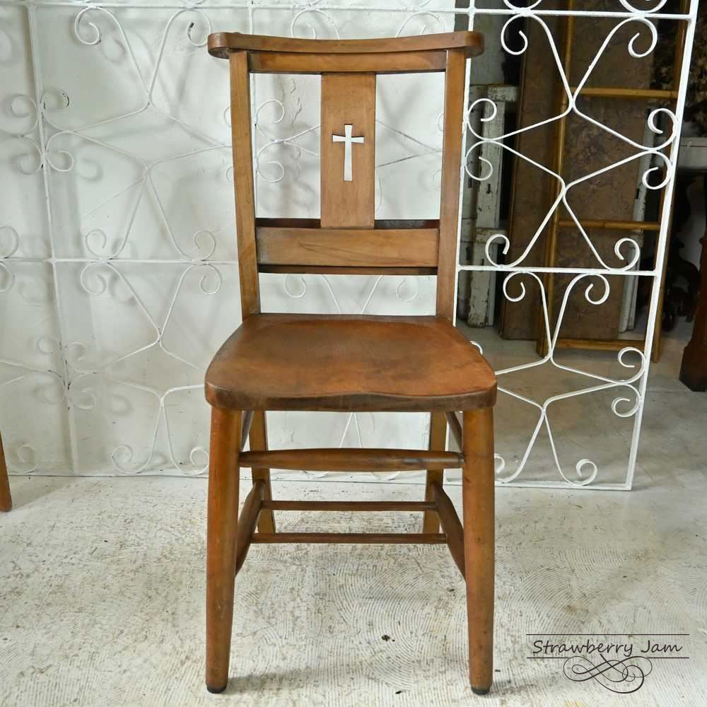 L3705-17-8 英国アンティーク チャーチチェア ダイニングチェア 教会