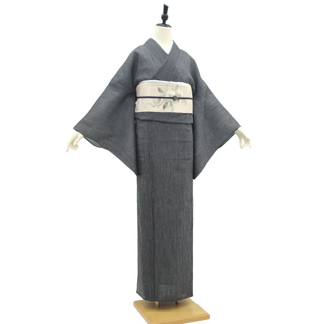 ちぢみ 夏着物単衣 新古品 楽天市場】【新古品】 夏物 着物 正絹 薄物 紗紬 十日町 黒地 黒