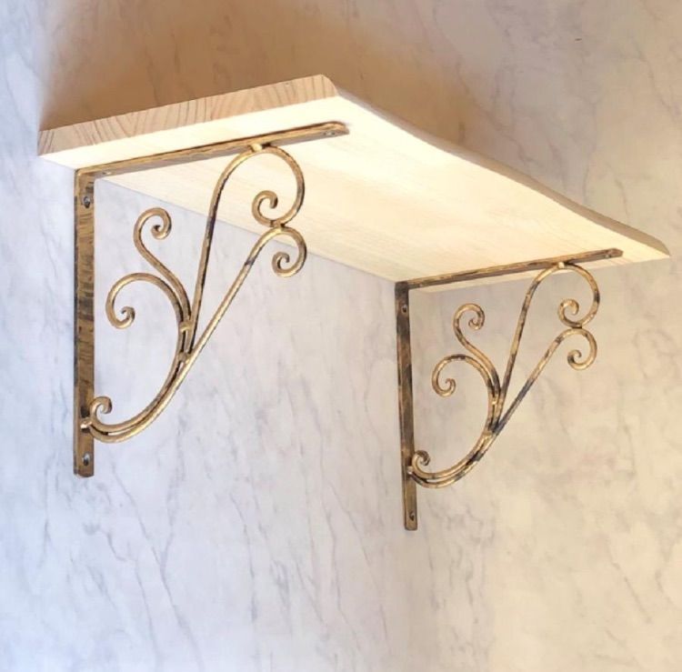 2個セット 棚受け マスディトレーディング 棚受け金具 アイアン ブラケット おしゃれ アンティーク調ゴールド