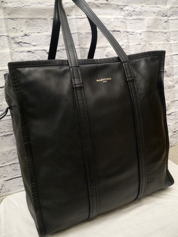 美品◇BALENCIAGAバレンシアガ バザールショッパーM レザー バッグ 黒