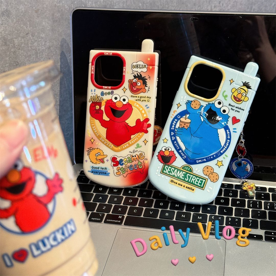 iphone15ケース セサミストリート ストラップ付き iphone15proケース 横置きスタント機能 背面保護 四隅保護 耐衝撃 iphone14promaxケース iphone13proケース iphone12ケース iphone11ケース