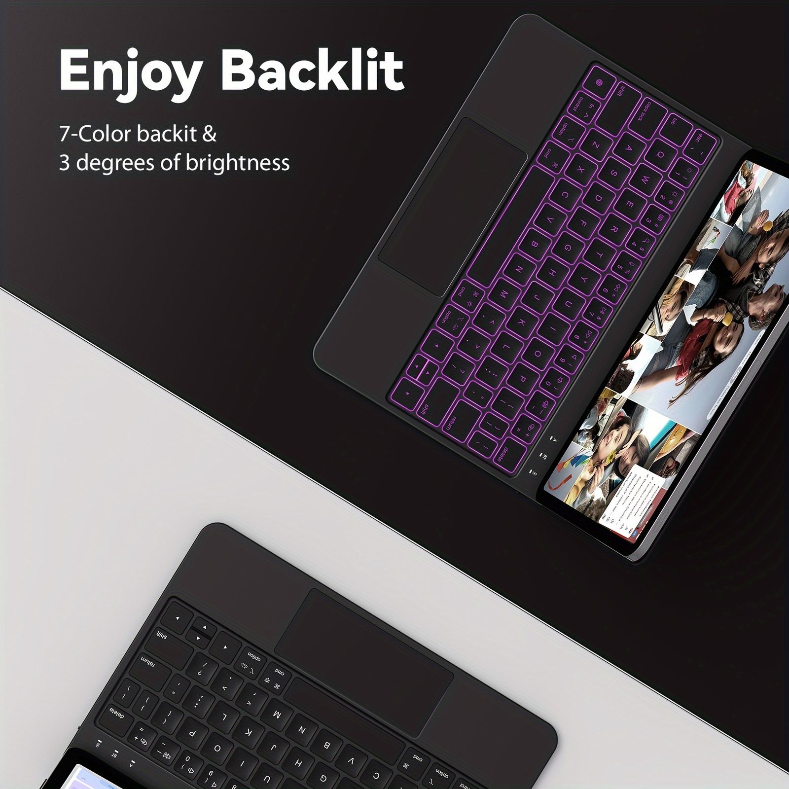 iPad用魔法キーボードケースバックライト付きスタンド付きUSB充電lyH