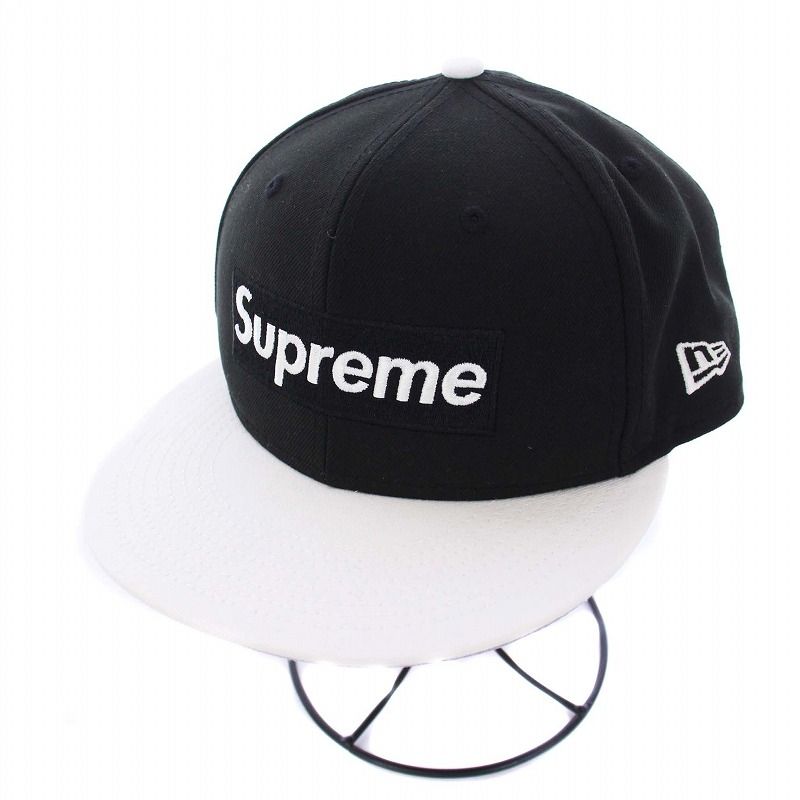 シュプリーム SUPREME New Era 22SS 2 Tone Box Logo ベースボールキャップ 野球帽 ワッペン 刺繍 60.6cm 黒  白 ブラック ホワイト /KH