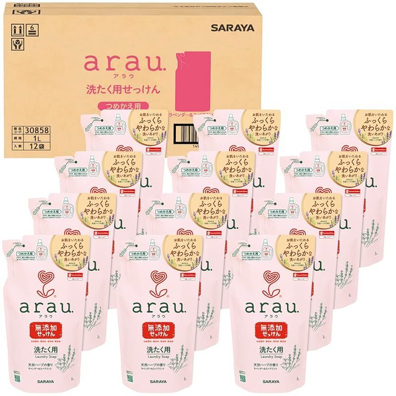 ケース販売 arau. アラウ 洗たく用 せっけん 詰替用 1リットル×12個入 0