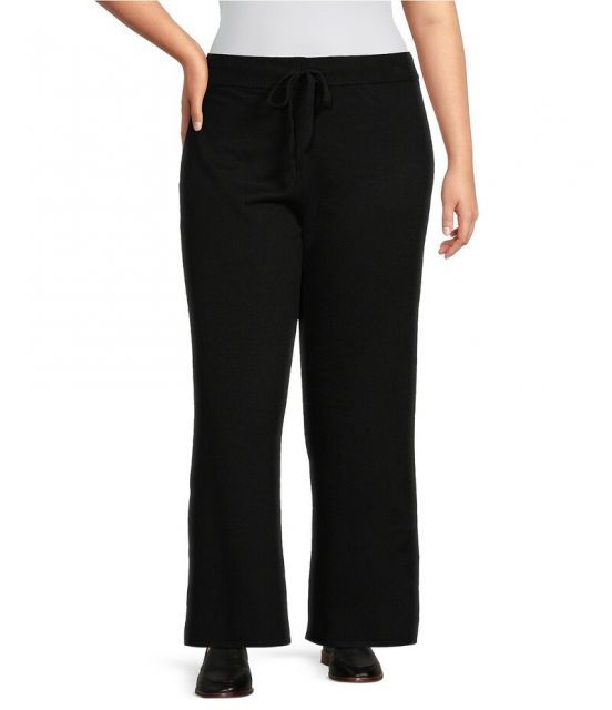 【送料無料】 ヴィンスカムート レディース カジュアルパンツ ボトムス Plus Size Knit Wide-Leg Drawstring Pant Rich Black