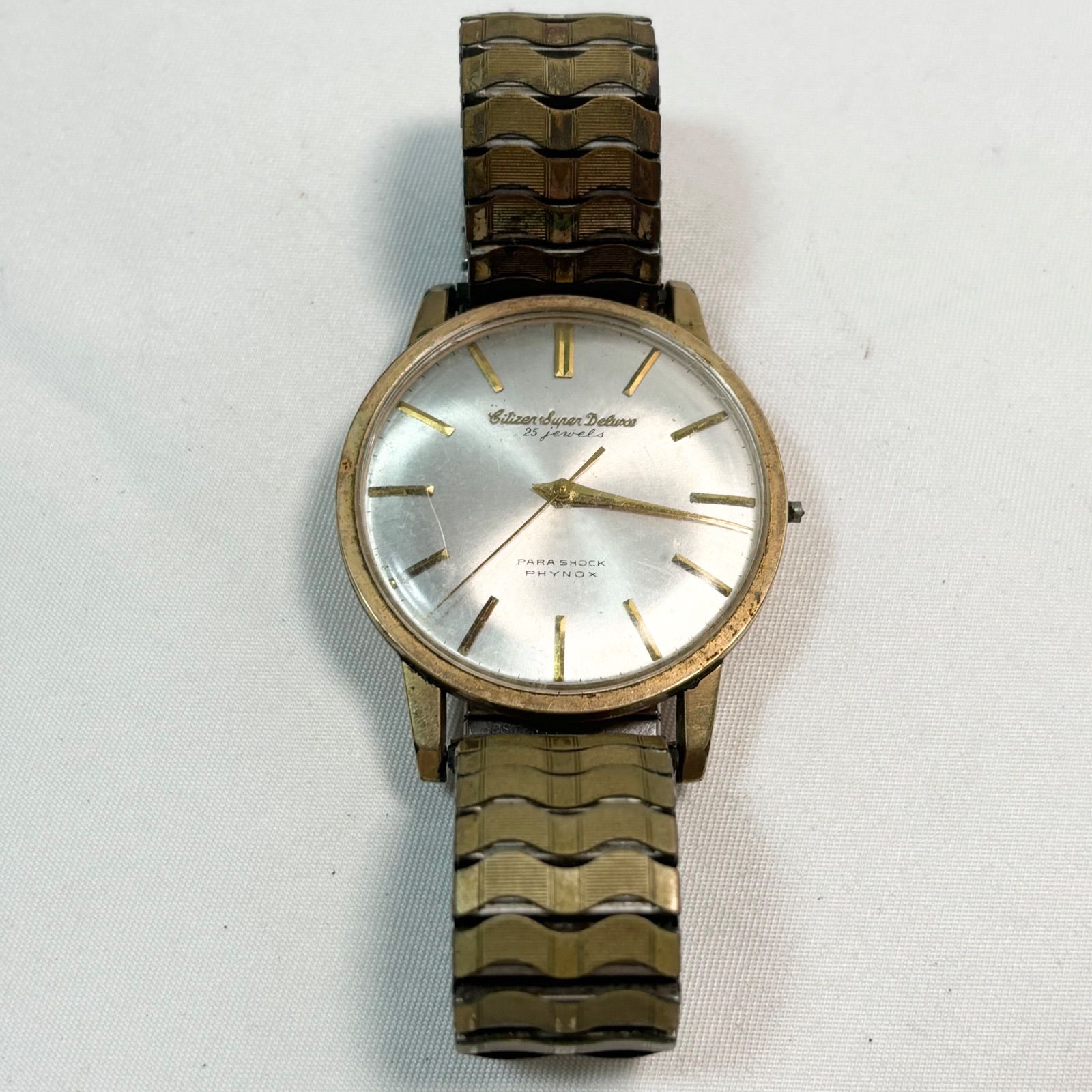 【映】)CITIZEN シチズン SUPER Deluxe 25jewels parashock PHYNOS ジャンク メンズ腕時計 