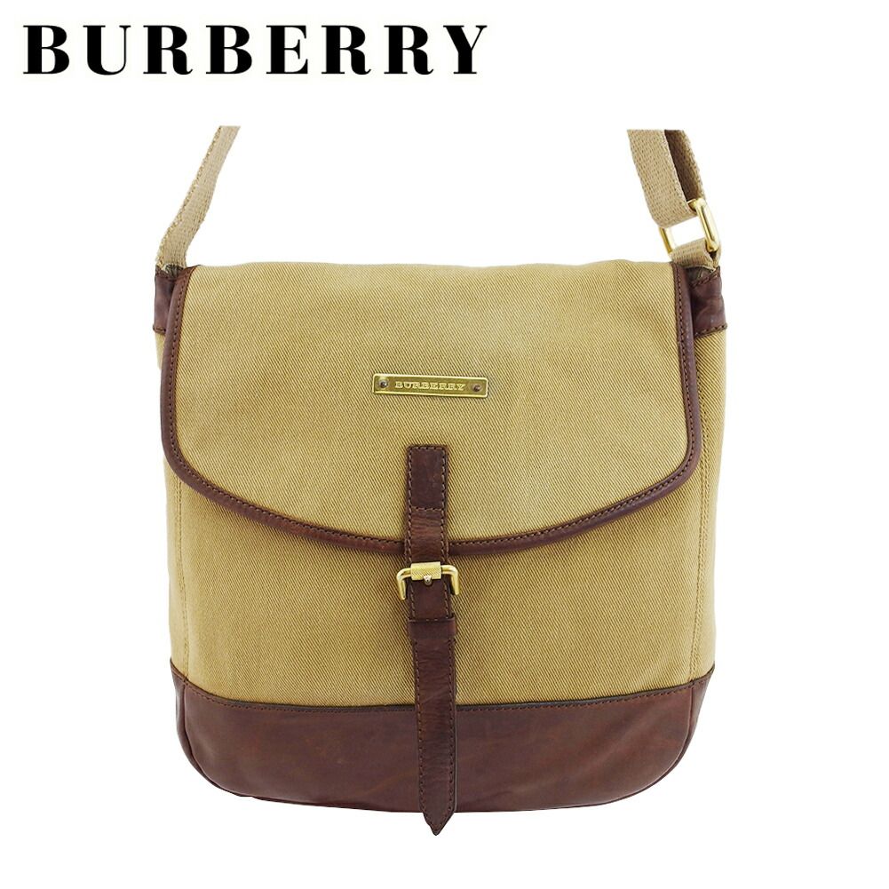 バーバリー BURBERRY ショルダーバッグ ロゴプレート ベージュ