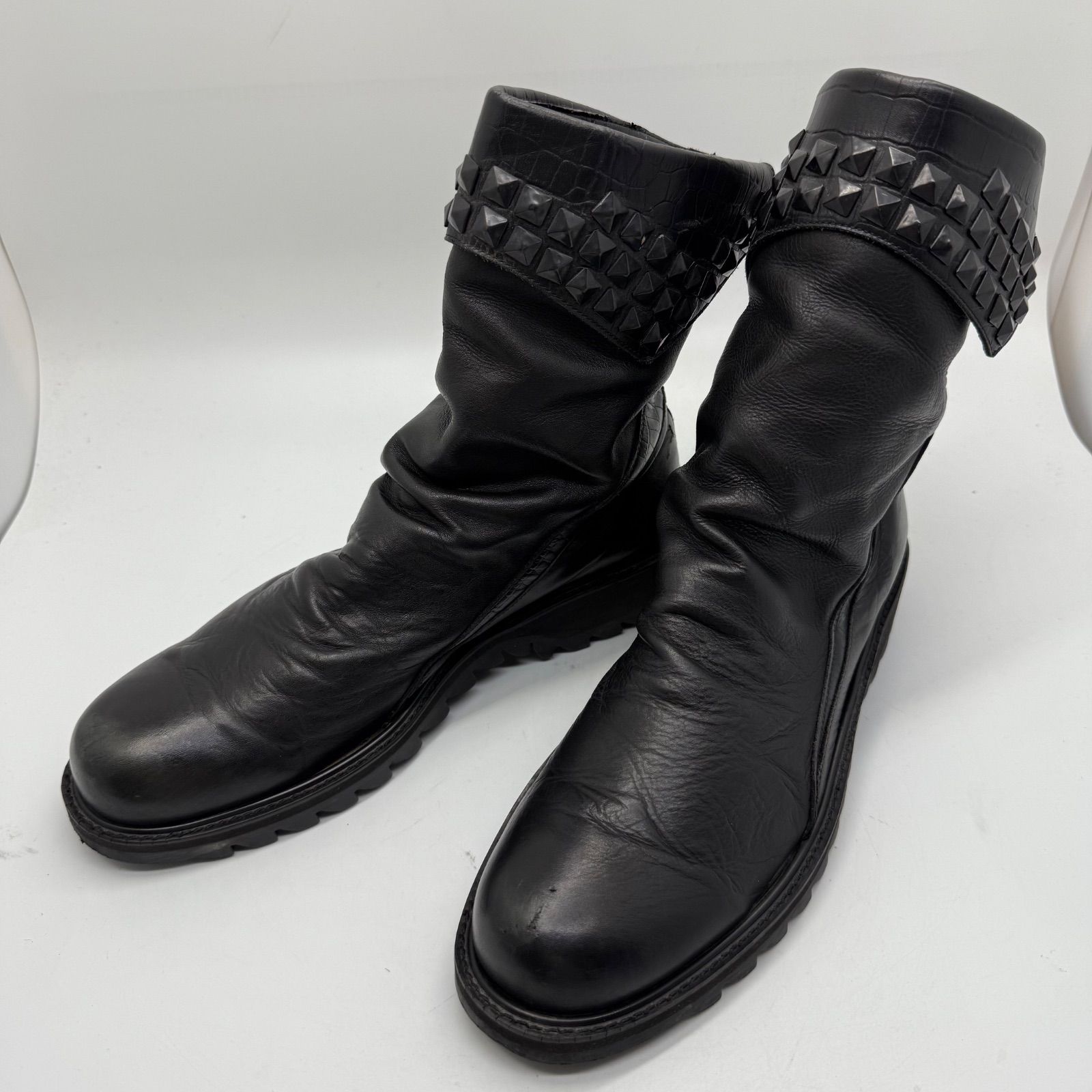 CIVARIZE y2k archive style Riot studs design leather boots CV16-J05-1 42 シヴァーライズ バックジップブーツ スタッズ シャークソール 平成 お兄系
