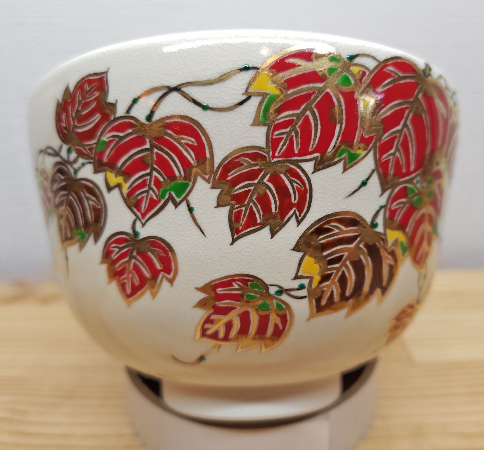 質の良い 逢絢亭 茶道具 茶碗 京焼 仁清 蔦の絵 田中万祥 共箱入り 即日発送。