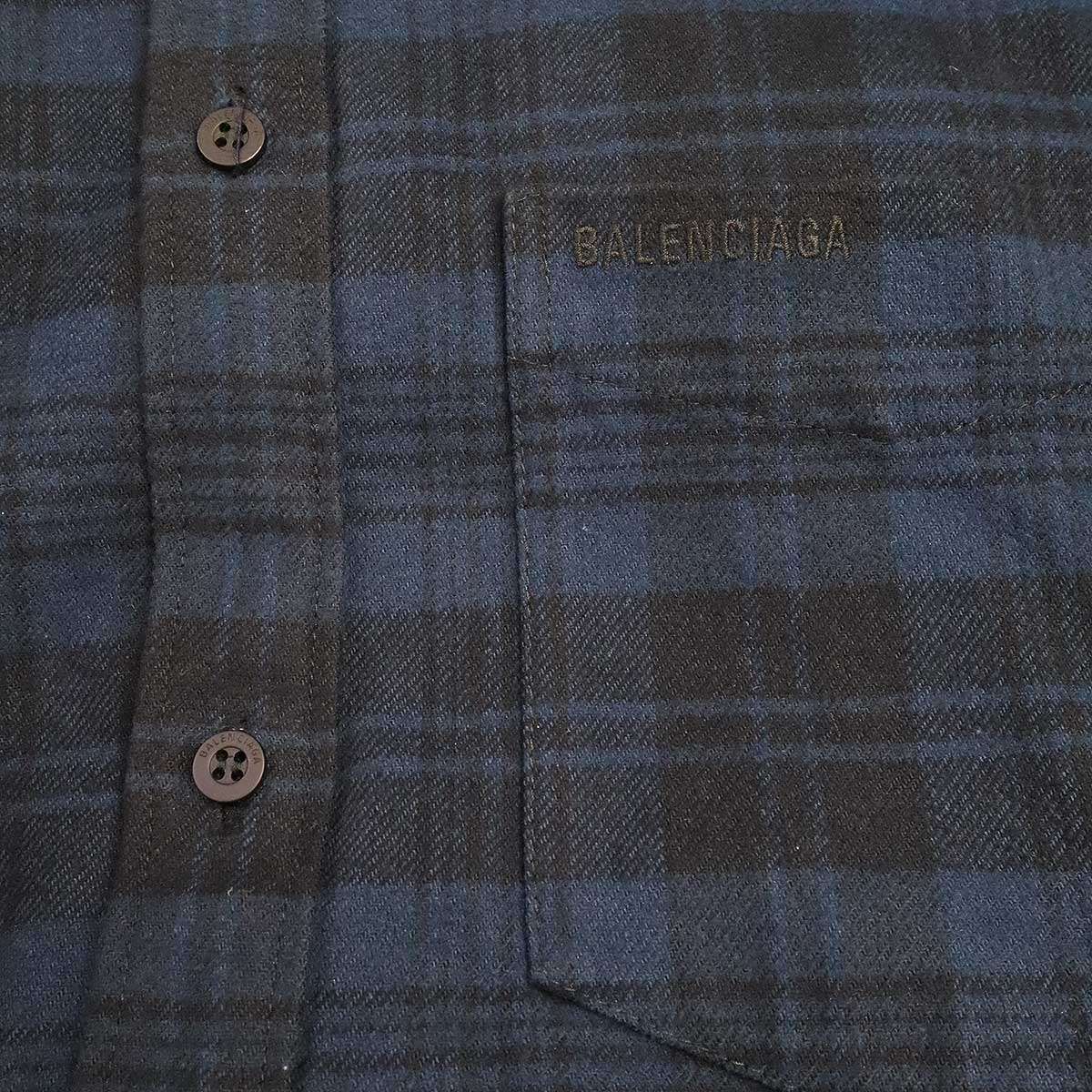 BALENCIAGA バレンシアガ 22AW Check Flannel Hooded Shirt ロゴ刺繍