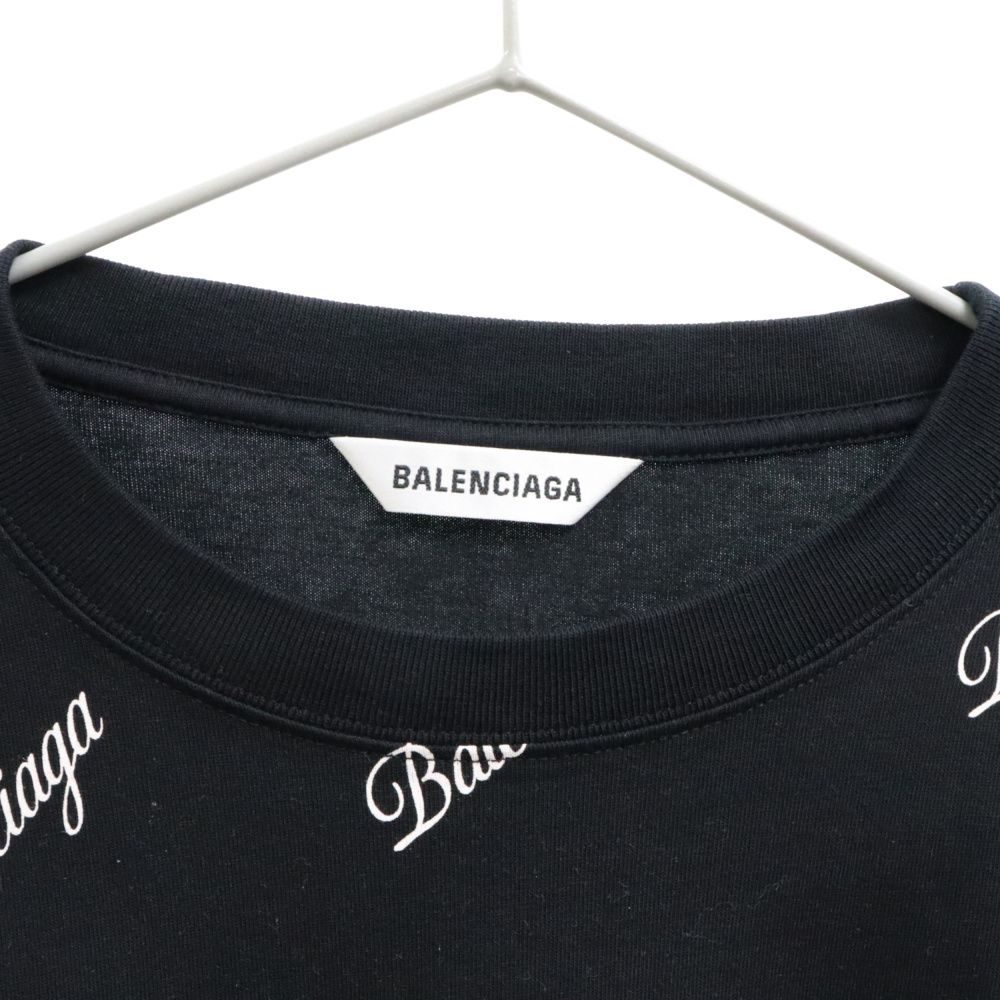 BALENCIAGA (バレンシアガ) ロゴ シグネチャー オーバーサイズ ワンピース 半袖Tシャツ ブラック レディース 646221