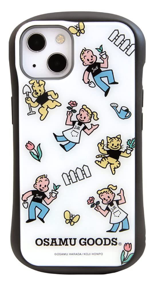 【在庫処分】グランサンク(Grandcinq) オサムグッズ i select iPhone 13 対応 ガラス ケース 【総柄】 ホワイト
