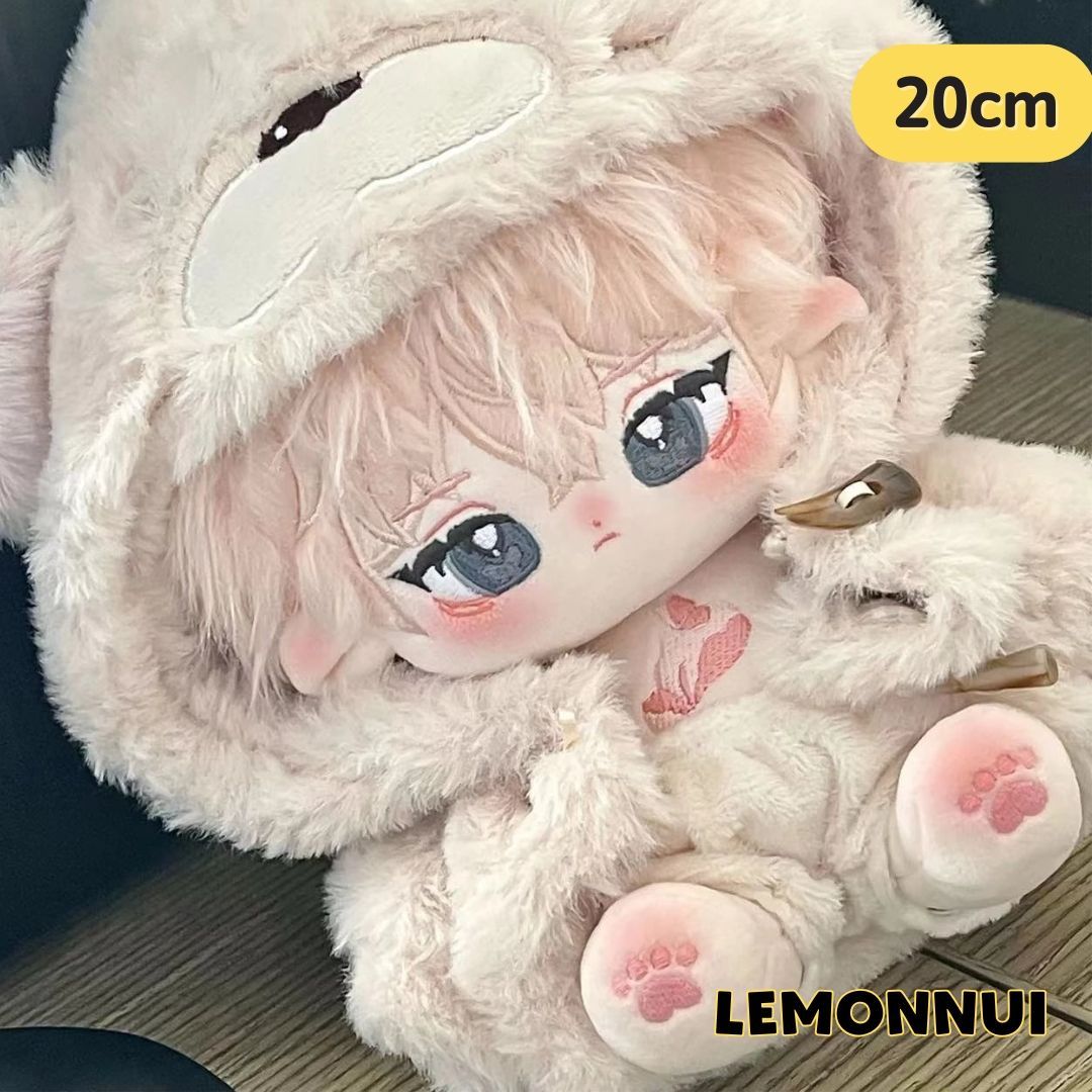 着せ替え ぬいぐるみ服 20cm ジャケット ダッフルコートもこもこ ぬい活 推し活 推しぬい 綿人形 棉花娃娃 ちびぬい服 ちびぐるみ 推し活 コットンドール cotton doll 白-B5303