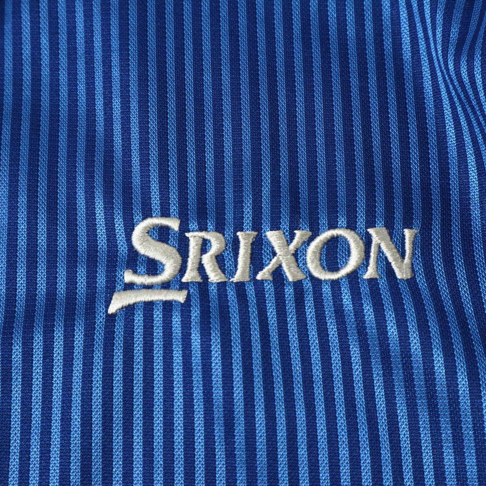Srixon ネイビー ストライプ ポロシャツ SRIXON スリクソン ゴルフ 通年 ロゴ刺繍☆ 長袖 ストライプ