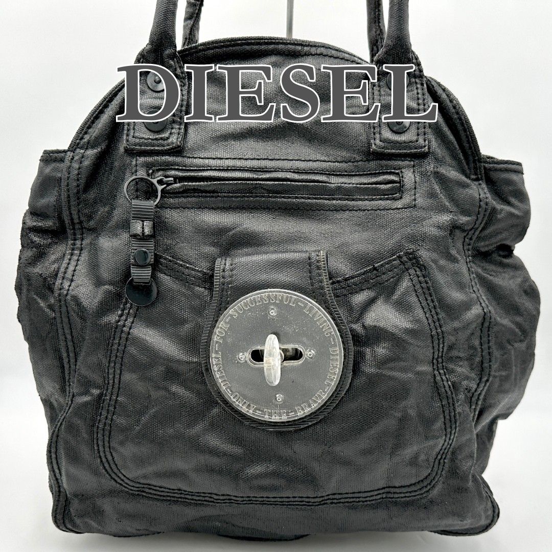 DIESEL トートバッグ 本革 大容量 A4収納 ブラック 786T - メルカリ