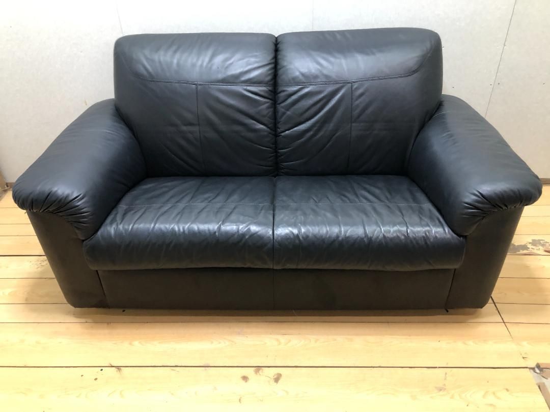 IKEA ブラック 2掛けソファー IKEA 2人掛けソファ KIVIK 幅186 合皮