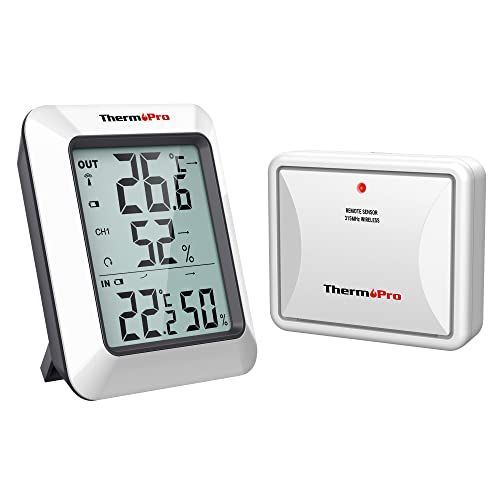 屋内外温湿度計60 ThermoProサーモプロ 湿度計 温湿度計ワイヤレス 室外 室内温度計 最高最低温湿度値表示 高精度 LCD大液晶画面 置き掛け両用タイプ マグネット付 TP-60S