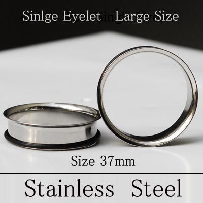 大きいピアス 37mm ステンレスピアス シングルアイレット シングルフレア 拡張ピアス ボディピアス