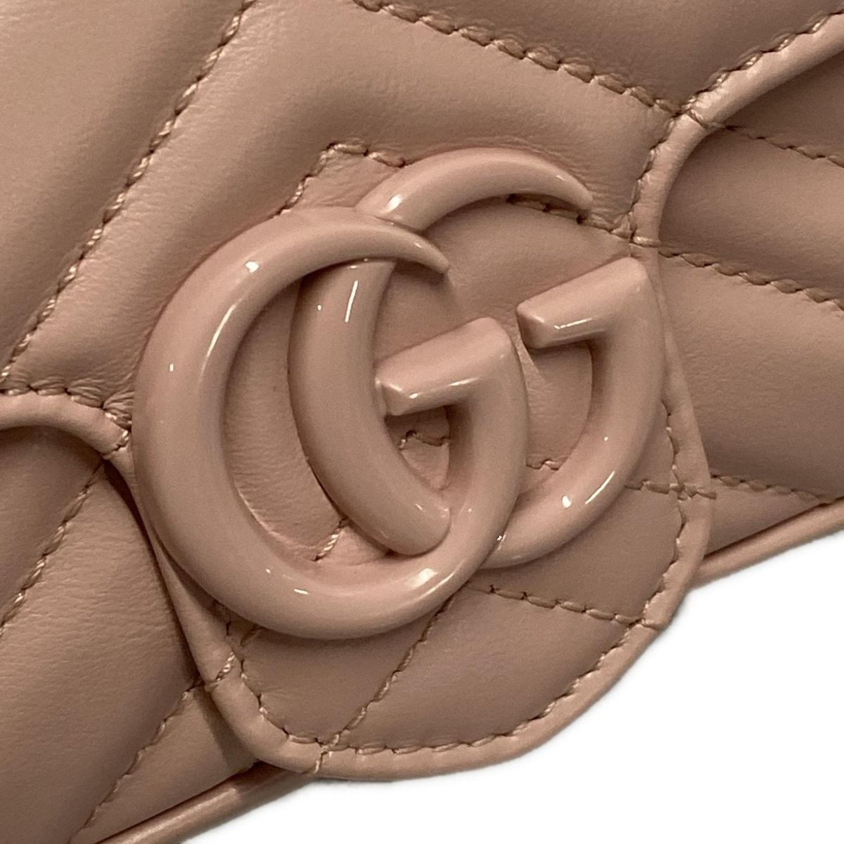 GUCCI グッチ ウエストポーチ GGマーモント 699757 ライトピンク チェーンベルト 2WAY レザー DECORATOM_COM_BR