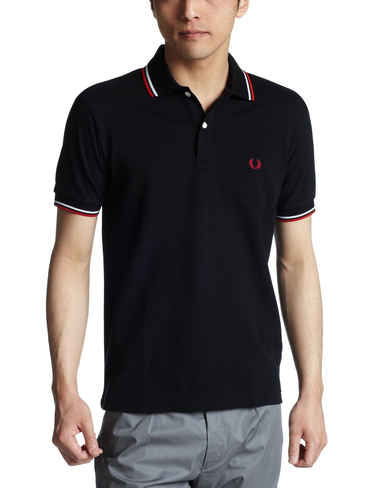 Size 2XL_Color 98ブラックXレッドXホワイト フレッドペリー ポロシャツ メンズ F1102 98ブラックXレッドXホワイト 日本 XXL- 日本サイズ2L相当