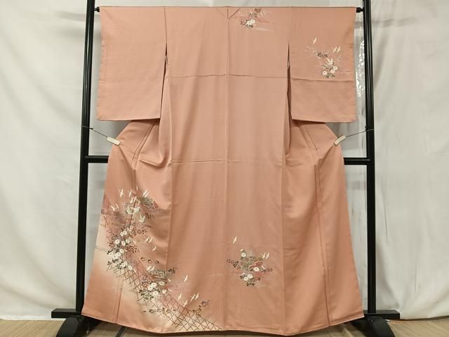 平和屋着物▽夏物 訪問着 単衣 地紙花文 金彩 正絹 逸品