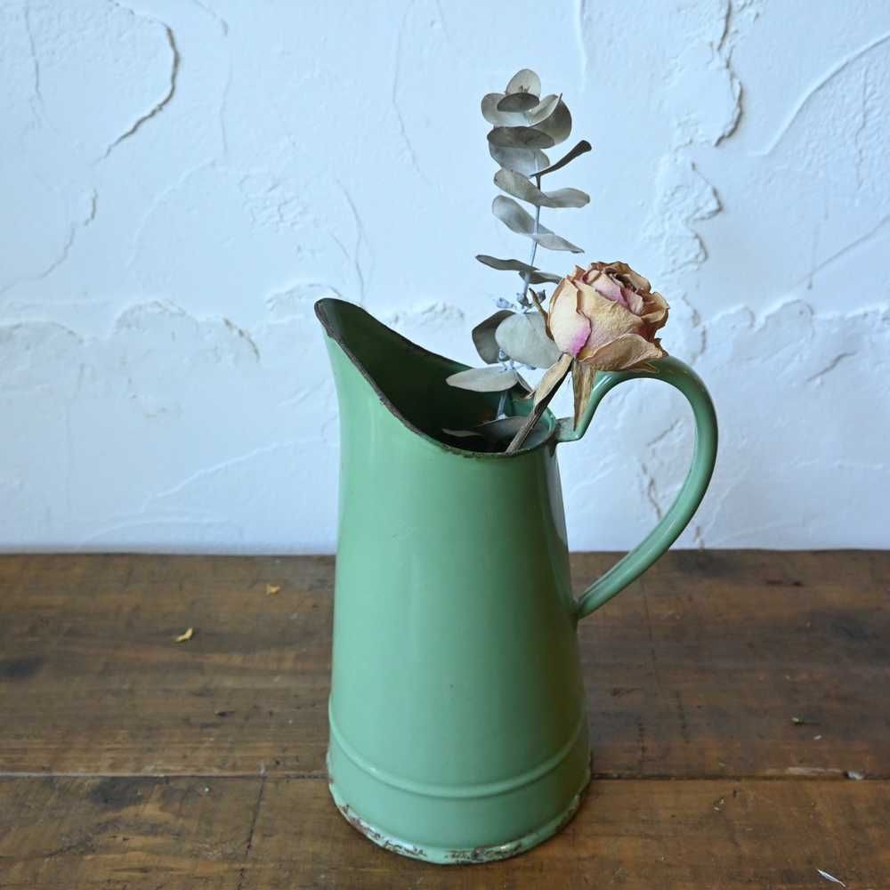 フランスアンティークホーローピッチャー花瓶水差し