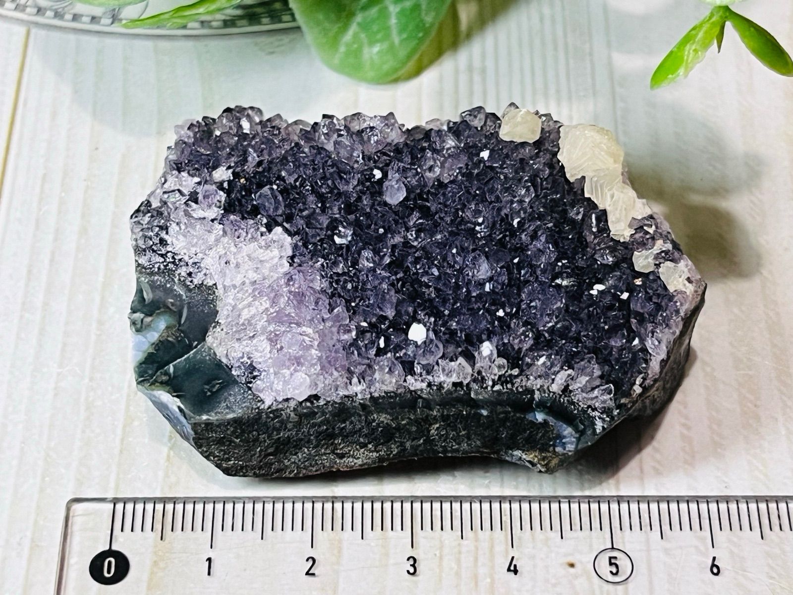 カルサイト共生 ギャラクシー ブラックアメジスト クラスター 原石