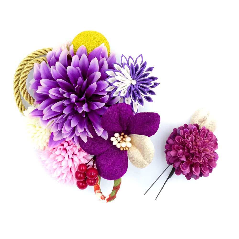 ꫛꫀꪝ✧No.1853 豪華宝石ビジュー飾り付き髪飾りセット　成人式　紫系 ꫛꫀꪝ✧No.1853 豪華宝石ビジュー飾り付き髪飾りセット 成人式 紫系