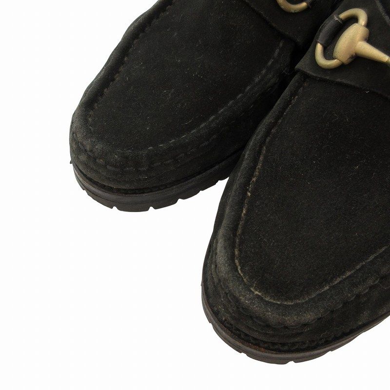 GUCCI ブラック モカシン 37 グッチ GUCCI ホースビット モカシンブーツ ローファー スエード