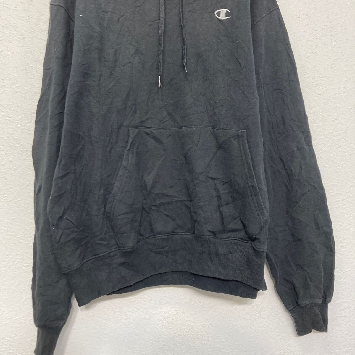 champion ロゴ スウェット パーカー M ブラック プルオーバー 裏起毛 